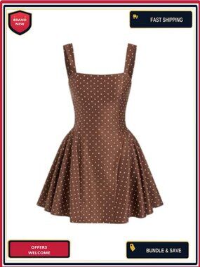 Polka Dot Square Neck Sleeveless Mini Dress Cute Summer Date Night